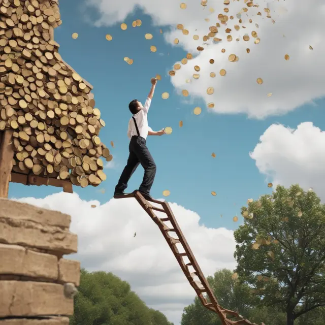 Student climbing an educational ladder with Hope Credit coins falling, illustrating financial aid for education