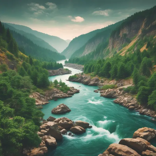 A serene river carries investors past various asset classes, representing the long-term evolution of portfolio composition and risk tolerance