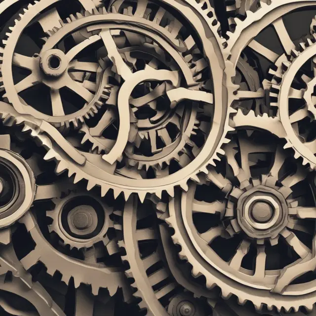 Two large cogs symbolically representing companies merging in a horizontal acquisition.