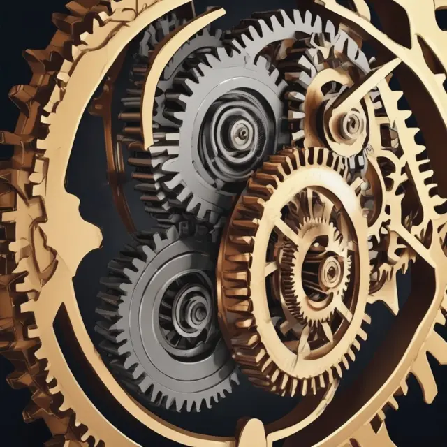 Two gears merging to form a more efficient production process in a horizontal acquisition