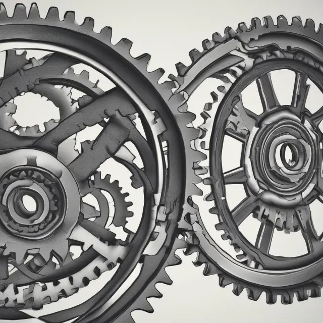 Two gears integrating, illustrating horizontal acquisitions