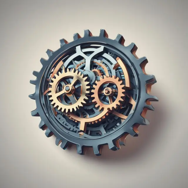 Two overlapping gears representing the merger of two companies in a horizontal acquisition.