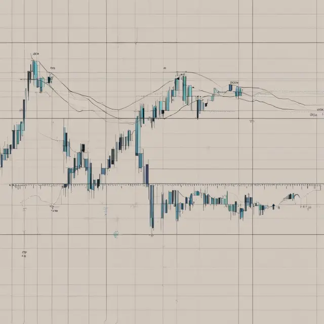 Horizontal lines marking support and resistance levels on a financial chart