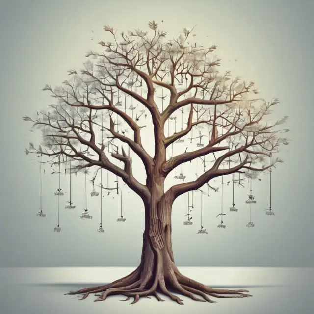 Tree displaying horizontally aligned charts representing financial trends for comparison