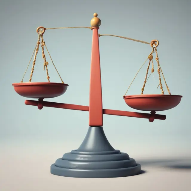 Scales with financial statement line items tipping, depicting horizontal analysis for identifying trends and patterns