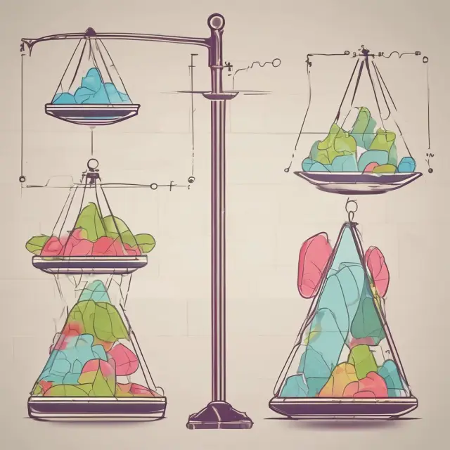 Two scales representing pros and cons of horizontal channel trading, with the