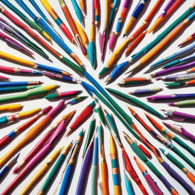 Rainbow array of pens on a chessboard signifying versatility and industry diversity in a horizontal market