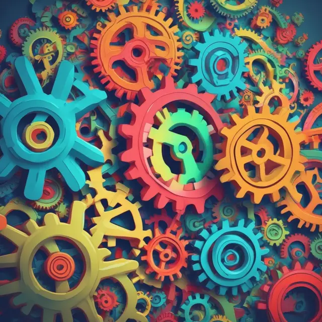 Two intertwined gears represent merging companies facing cultural differences, regulatory hurdles, and operational complexities