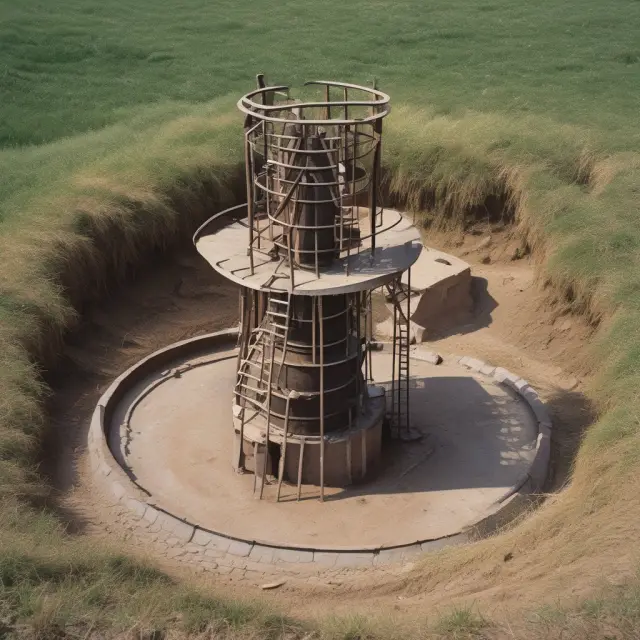 Relief wells harmoniously controlling a troubled oil well, demonstrating advanced horizontal drilling technology.