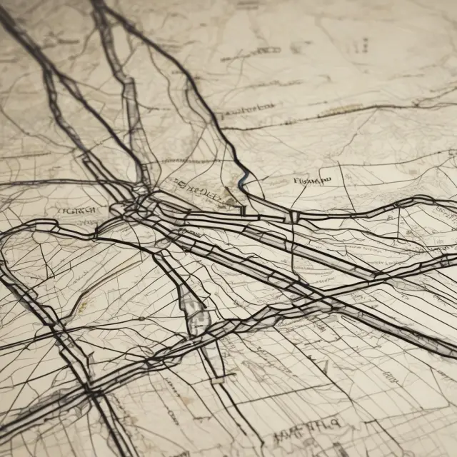 Map showing intersecting parallel lines between various oil and natural gas fields, illustrating the effects of horizontal drilling
