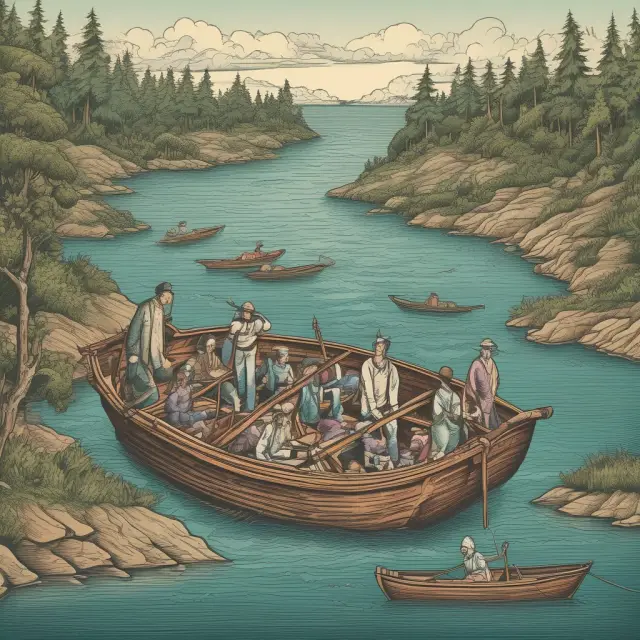 A historical timeline as a winding river, with Medicare