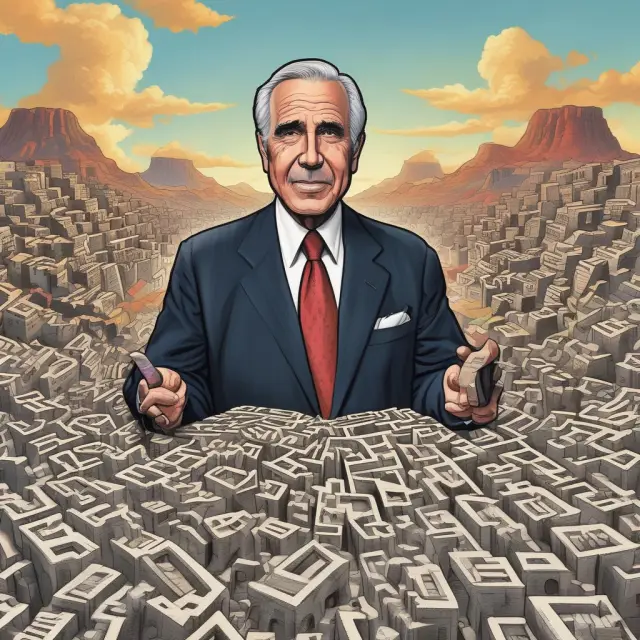 Carl Icahn and Clorox in a maze, symbolizing the ethical dilemmas of securities laws, insider trading, and corporate governance during hostile takeovers.