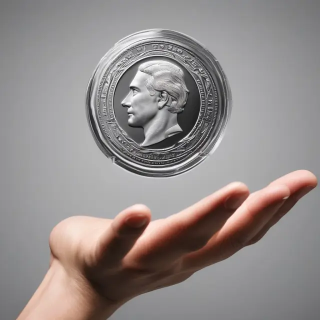 Image of a glowing red hand grasping a series of coins, one flipped with heads up, symbolizing the hot hand illusion in psychology