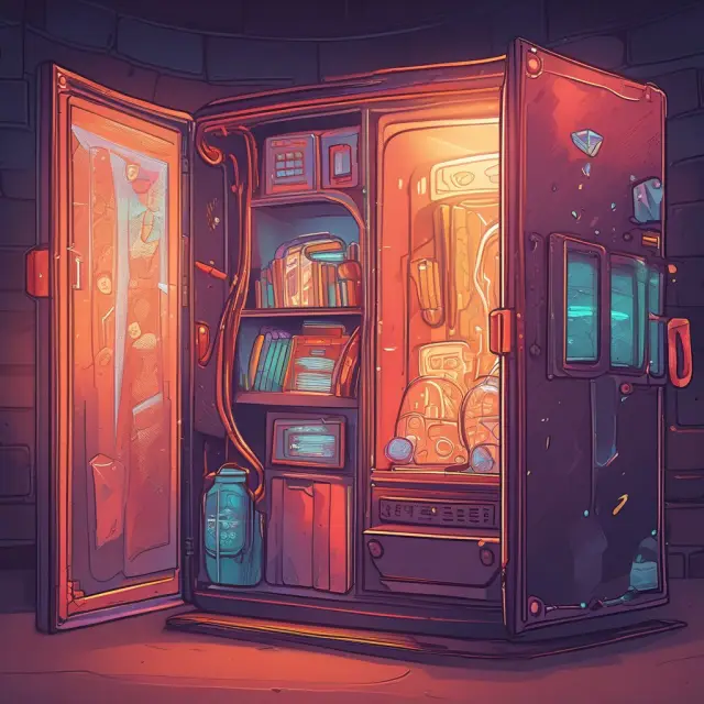 Comparison of a glowing, online hot wallet versus an icy, offline cold storage, symbolizing the trade-off between security and convenience in managing cryptocurrencies.