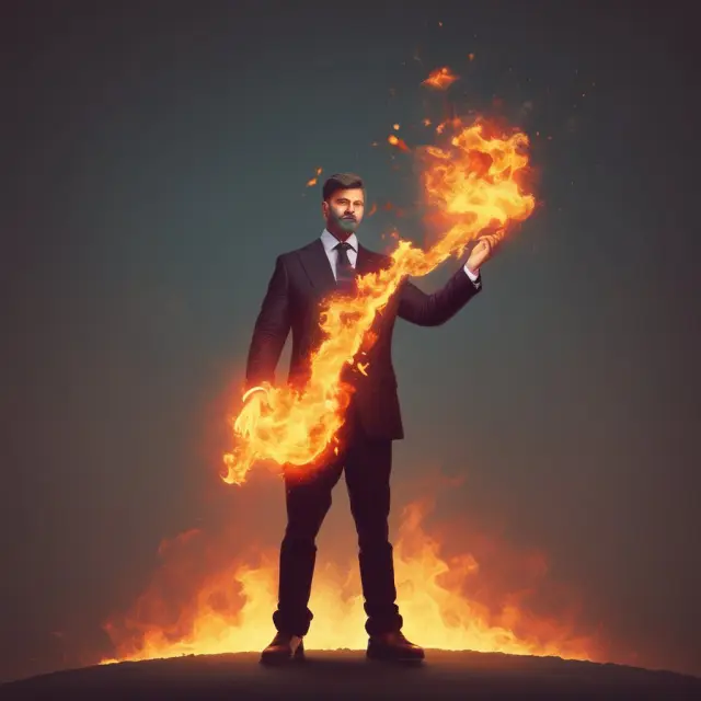 A bullish investor holds a flaming ticker symbol, representing the excitement and potential returns of hot IPOs