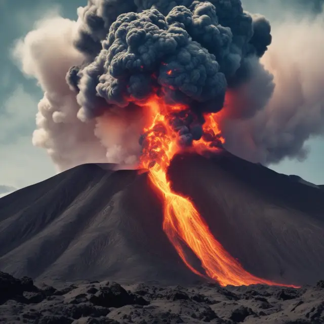 An image of a dormant volcano symbolizing a company before its IPO erupting in flames, representing oversubscription during a roadshow