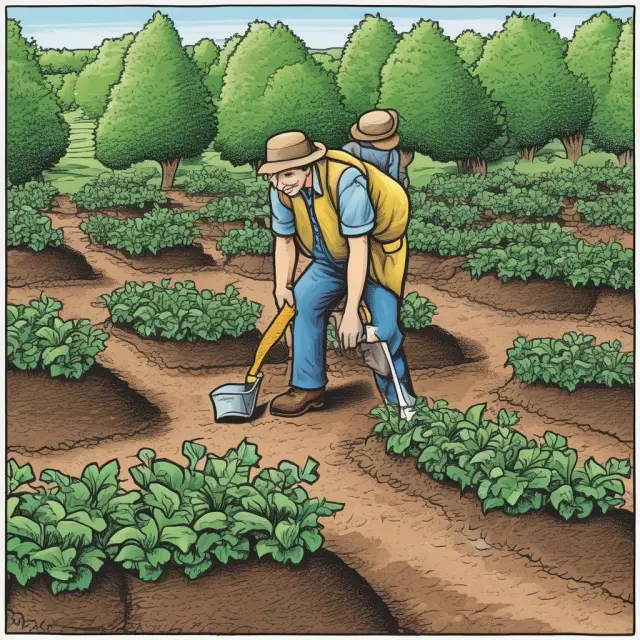 Employer gardening in a tax field, preparing Form W-4 seeds for new hires, watering quarterly employment taxes, pruning year-end forms, and protecting against state tax storms
