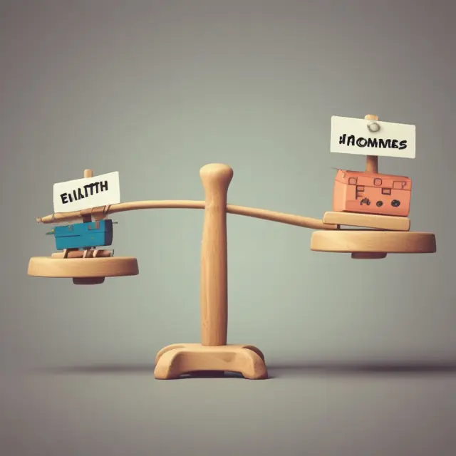 Teeter-totter symbolizing managing household expenses and income