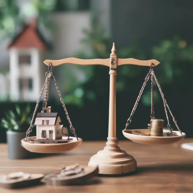 A balance scale with different investor avatars representing varying equity levels, compared to house maintenance requirement thresholds set by their respective brokers.