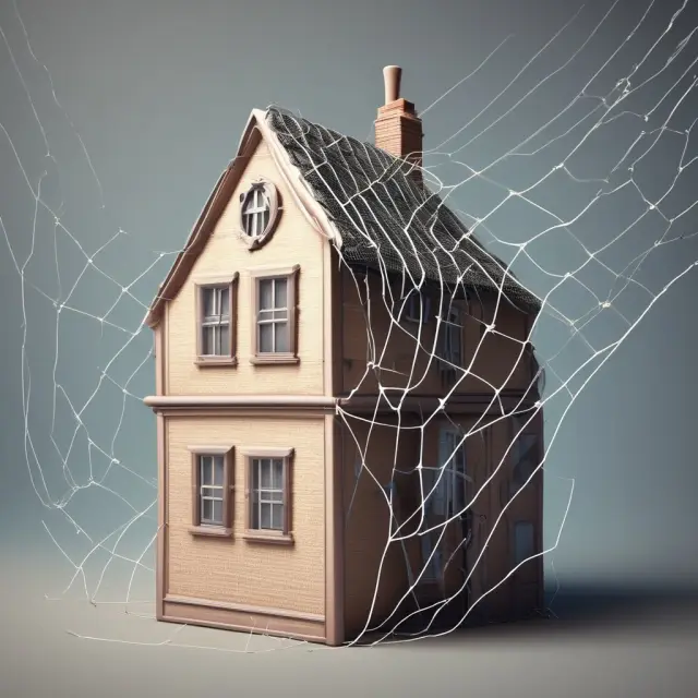 A well-maintained house symbolizing a margin trading account with a safety net (45% equity line) to protect investors from market volatility