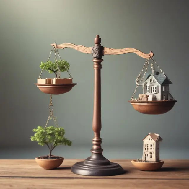 An image of a balance scale, with one side holding 