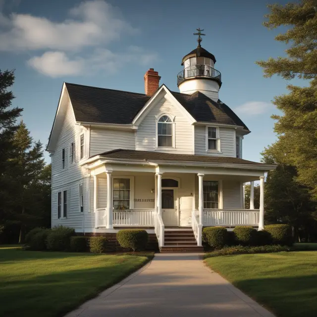 FHFA, symbolized by a lighthouse, guiding Fannie Mae, Freddie Mac, and Federal Home Loan Banks in mortgage financing, ensuring financial stability.