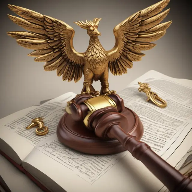 Golden gavel striking table with a rising phoenix representing housing bond approvals