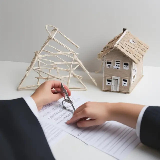 A pair of hands weaving a ladder with mortgage documents and a house key - Joint Application leads to lower housing expense ratios and progress towards homeownership.