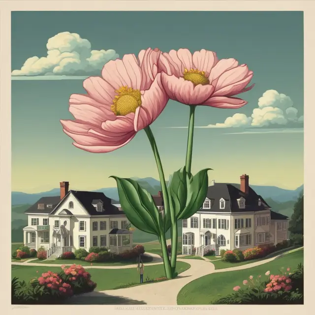 A government issuing a beautiful flower from its treasury, funded by housing bond proceeds and representing the growth of affordable housing projects.