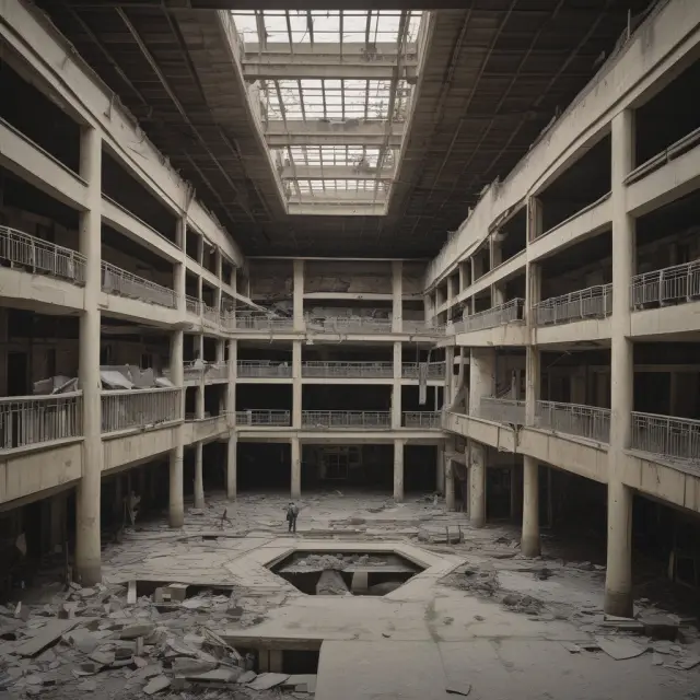 A phoenix rising from the rubble of an old mall, symbolizing housing bonds