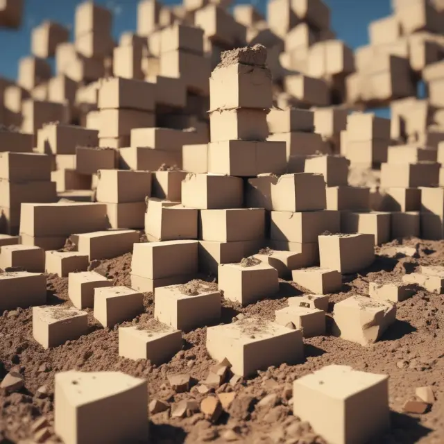 A foundation breaking ground and multi-family building blocks rising up, illustrating the commencement of housing projects.