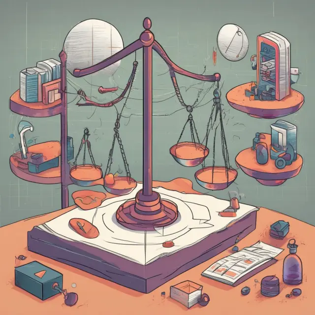 A digital marketplace with a balanced scale representing the Howey Test, where cryptocurrencies and ICOs are weighed as either securities or non-securities