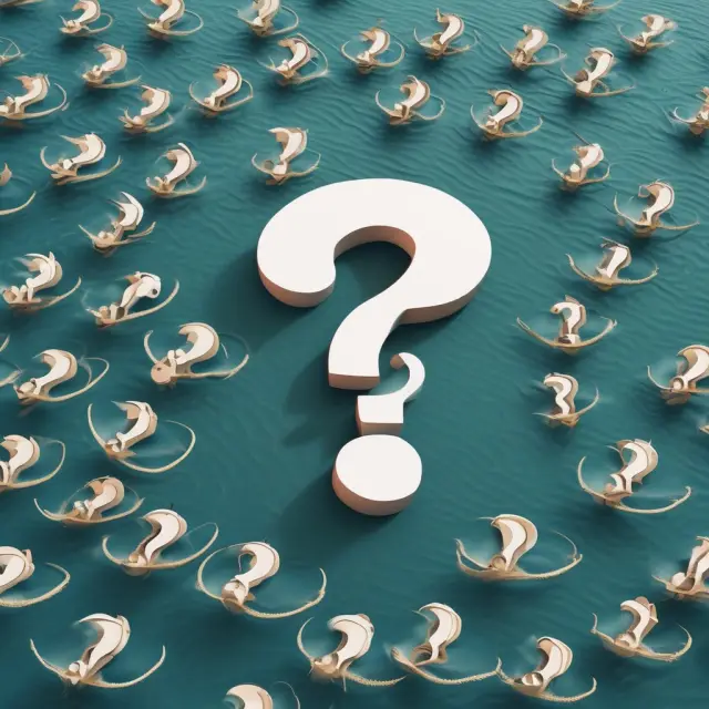 A sailor answering queries from a question mark in an HRA-themed boat, symbolizing FAQ section for HRAs.