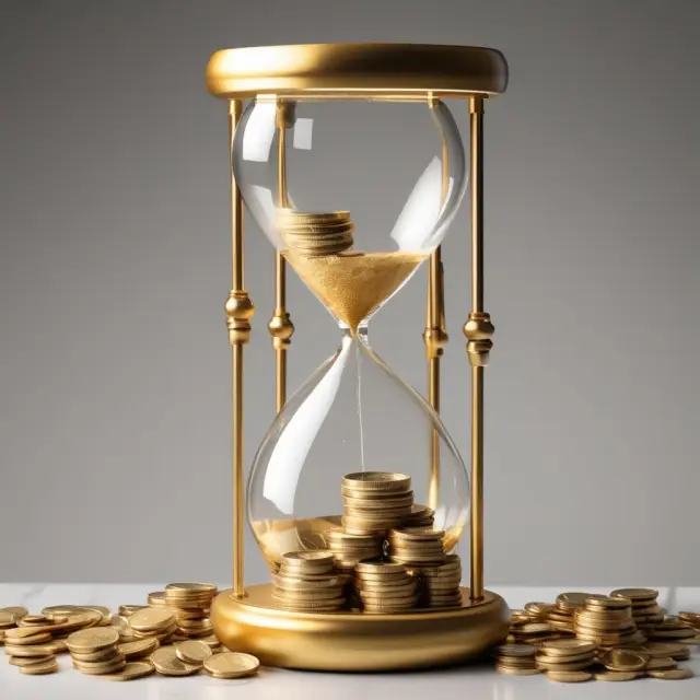 Golden hourglass filled with coins symbolizing tax advantages in Health Savings Accounts