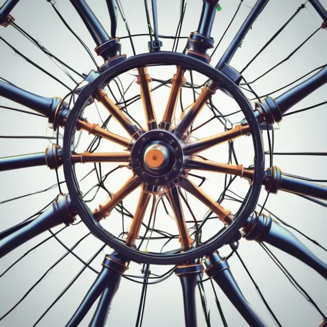 Hub nurturing several spokes representing reduced costs, business expansion, and global reach