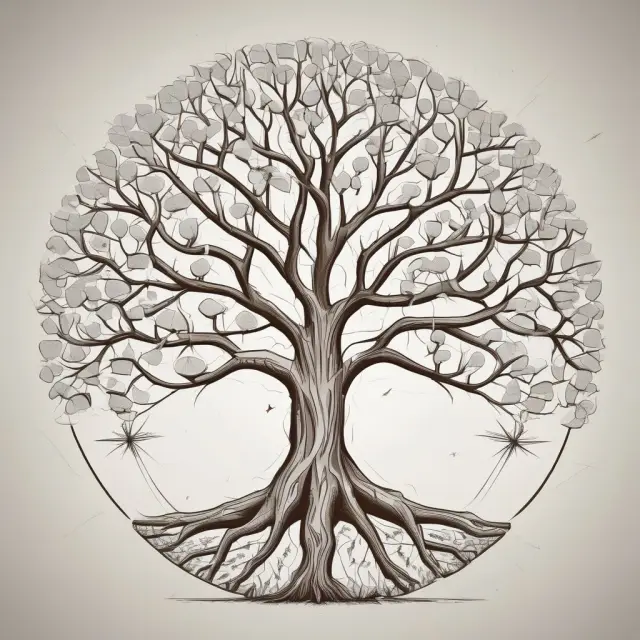 A grand central tree with various smaller trees, or spokes, growing around it symbolizing hub and spoke investment structure.