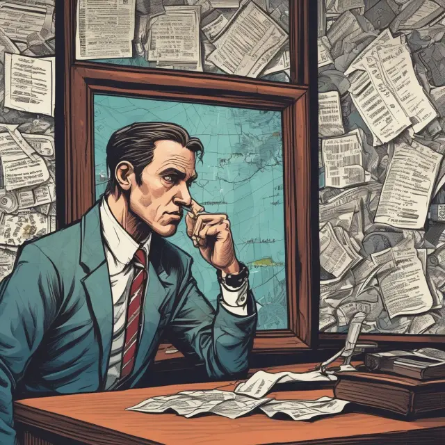 An arrogant trader gazes into a mirror reflecting distorted market data, amplifying the risks of hubris in finance
