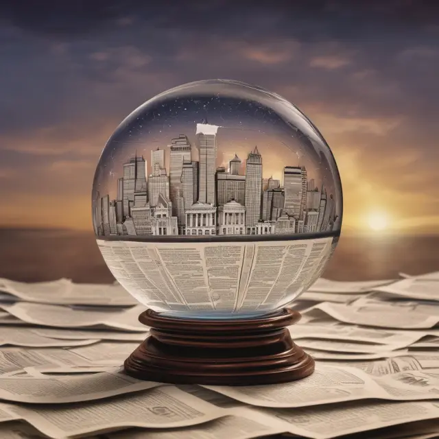 An image of Mark Hulbert holding a crystal ball, surrounded by a table displaying the historical performance data for various investment newsletters.
