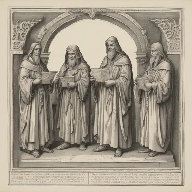 Three scholars from Hulbert Ratings, Morningstar, and CFRA carefully examine investment newsletter scrolls, symbolizing their evaluation process for investors
