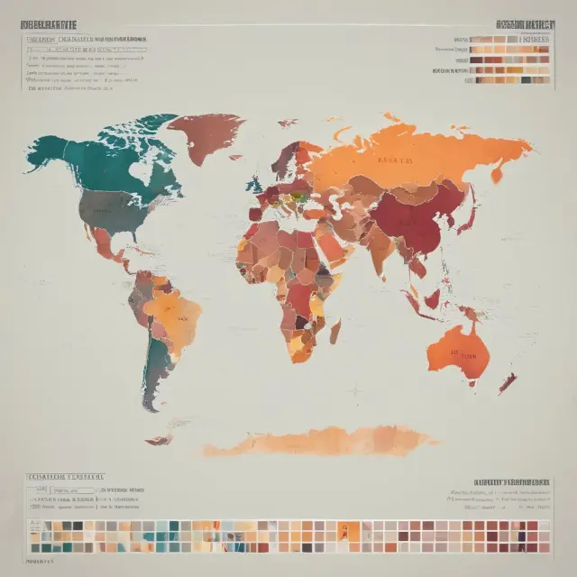 World map illustrating regions with various Human Development Index ratings