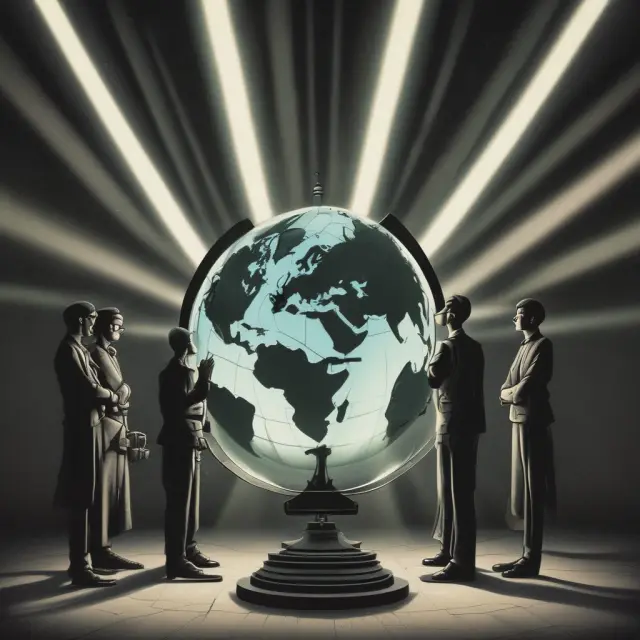 Illustration of five brightly lit spots on a globe contrasting with five shadowy areas, symbolizing top and bottom HDI countries.