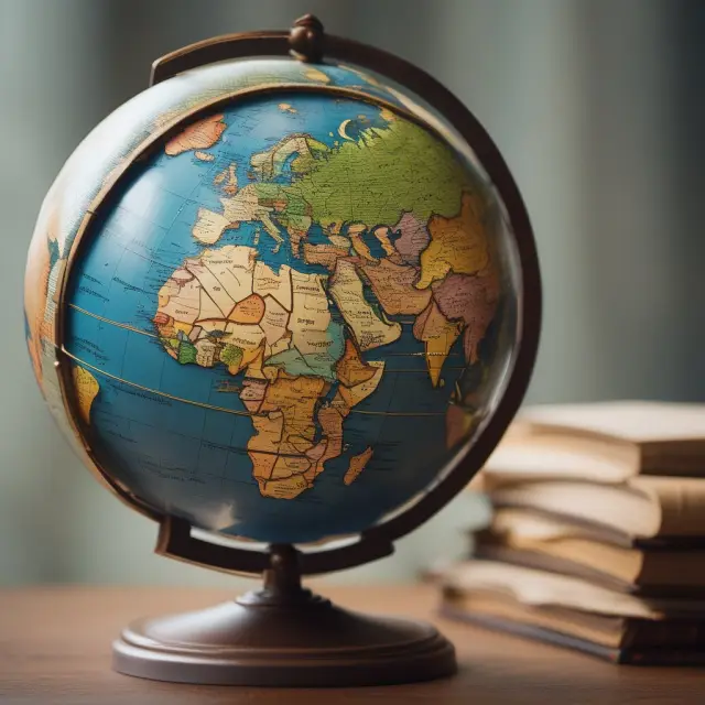 An illuminated globe showing the highest HDI-scoring countries with a compass pointing towards them, emphasizing global development achievements