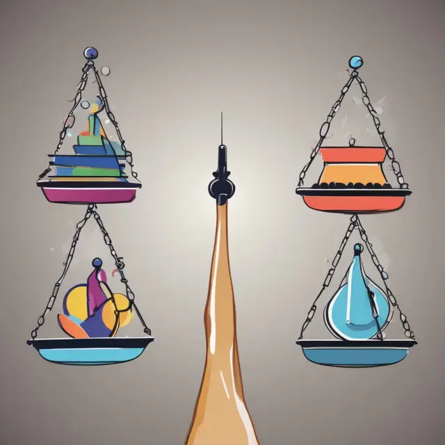 Two sets of scales, one for labor supply and the other for labor demand, with a balanced representation in the middle