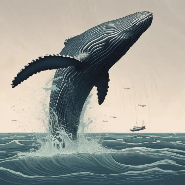 Humpback whale swimming through an ocean of interest rates with medium-term yields higher than both short-term and long-term securities, representing the intriguing shape of humped yield curves.