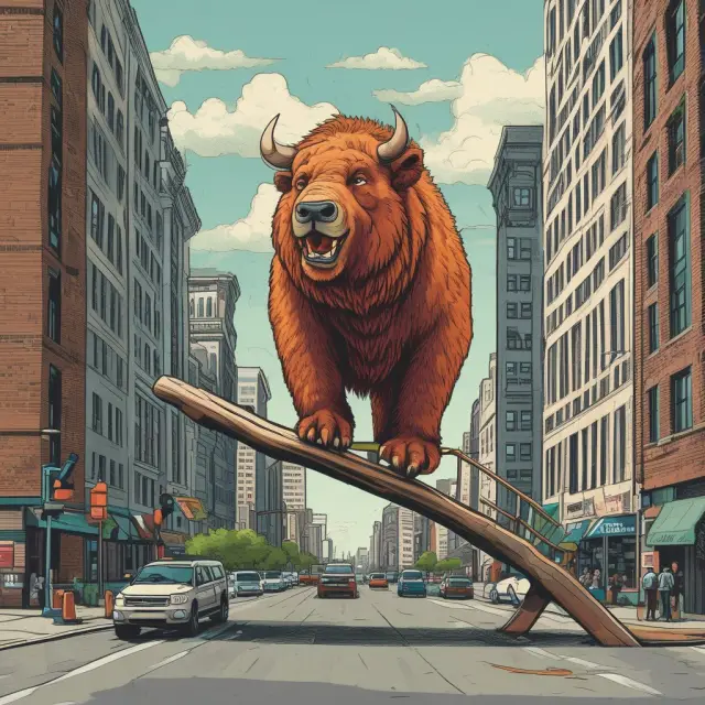 See-saw representing market sentiment influencing a humped yield curve