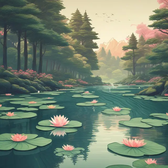Image of a tranquil pond with ripples representing the humped yield curve and an inverted lotus symbolizing uncertainty