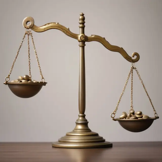 Image depicts a balance scale with 