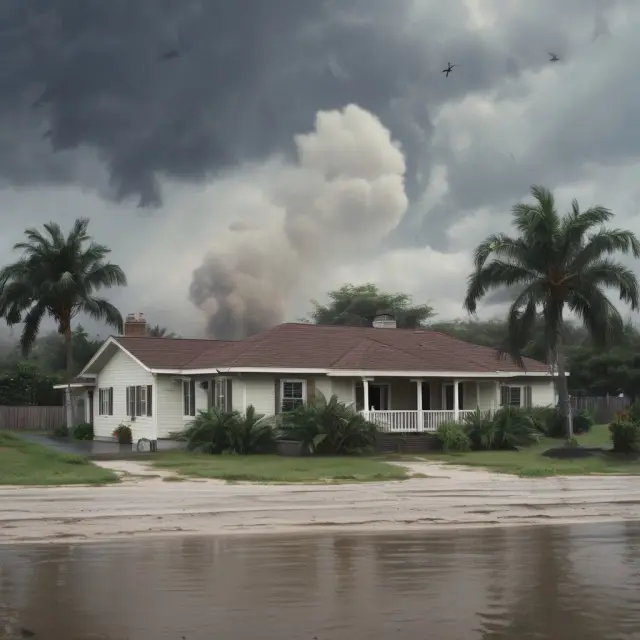 Hurricane hitting a home, showcasing the importance of separate windstorm and flood insurance