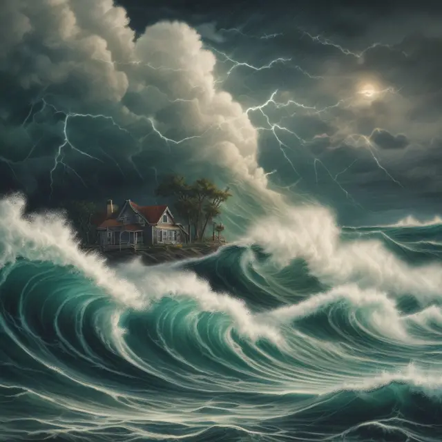 Image depicting a tranquil sea with two intertwined policies representing hurricane and windstorm insurance, signifying comprehensive coverage against damages in hurricane-prone areas