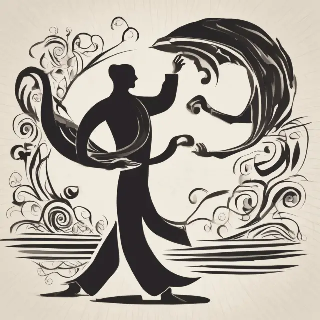 A visually balanced image of two interconnected, dancing figures representing the stability of a fixed component and the potential growth of a variable component in a hybrid annuity.